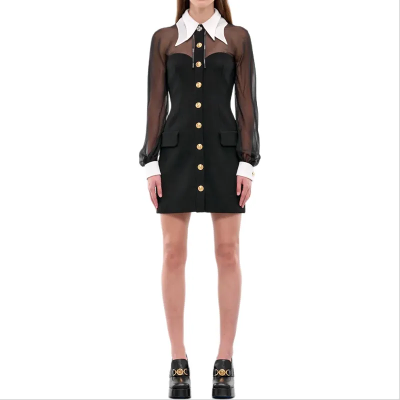 VERSACE COLLECTION Panelled Long Sleeved Mini Dress-2