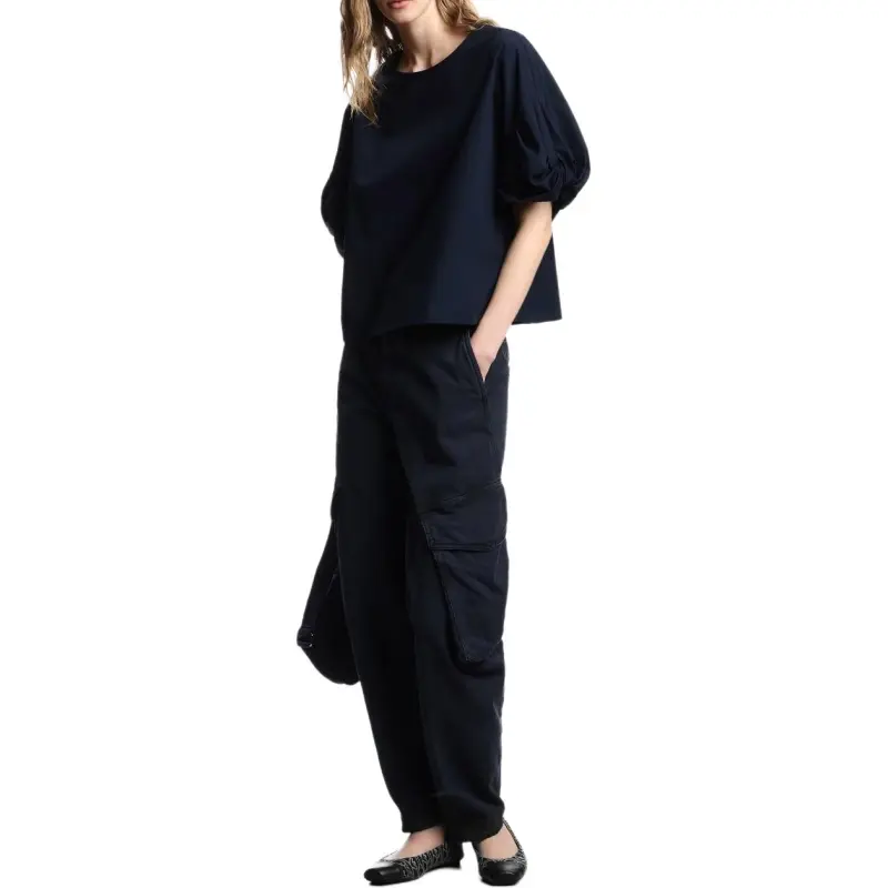 EMPORIO ARMANI Poplin Blouse With Twisted Sleeves-3