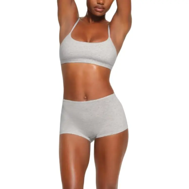 SKIMS COTTON JERSEY BOY SHORT Underpants Women's 1 Pack LIGHT HEATHER GREY/Light Heather Gray-1