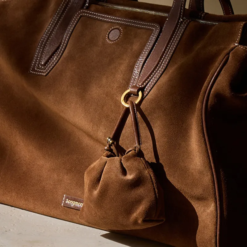 Songmont Cow Leather Bag Accessory Women's Sandalwood Brown, Suede/Rosewood Nappa Leather-4
