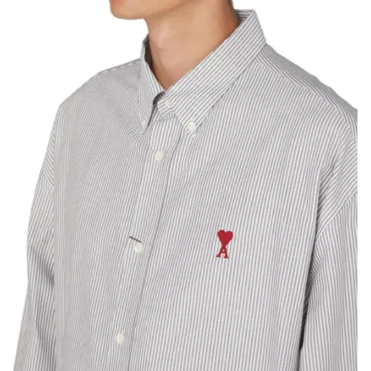 AMIPARIS Paris Ami De Coeur Logo Embroidered Striped Shirt-3
