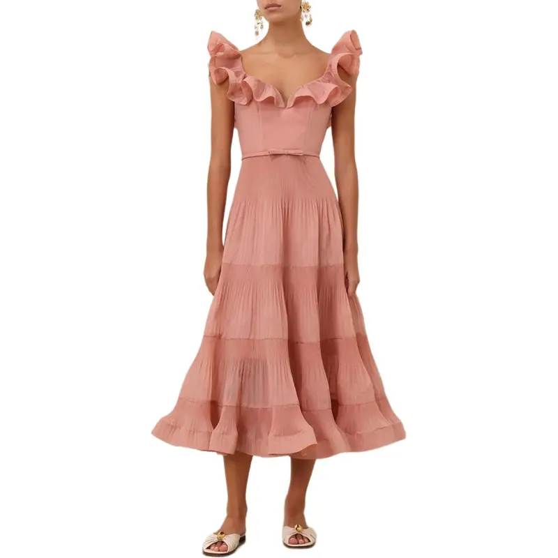 Zimmermann Pleated Frill Midi Dress-1