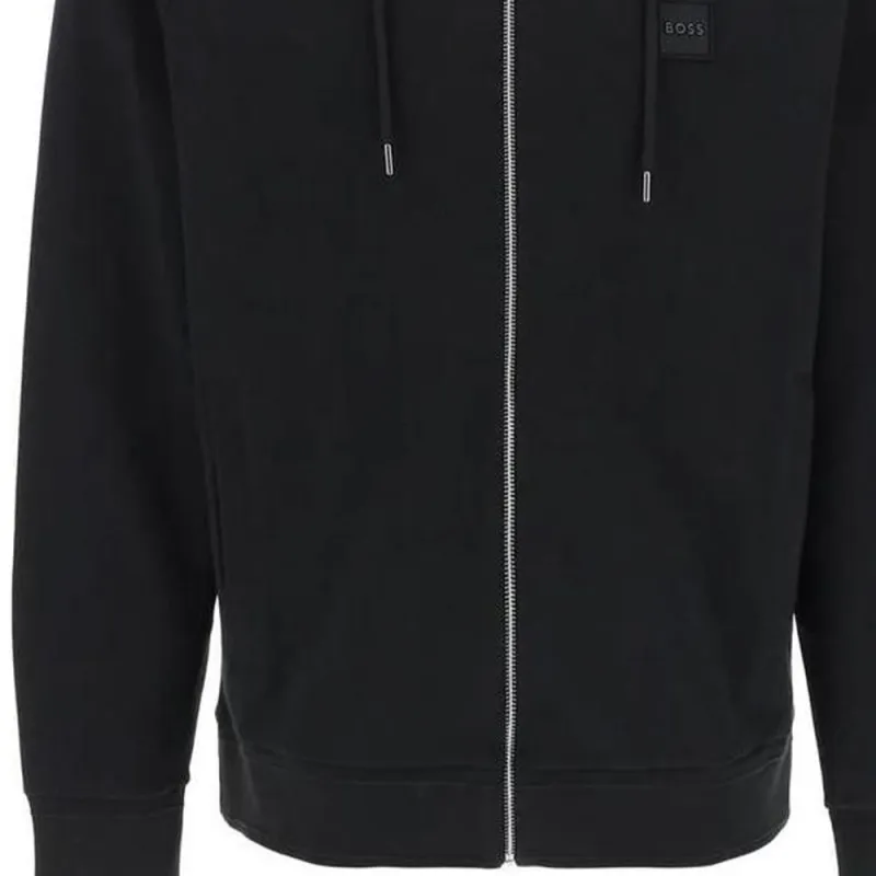 HUGO BOSS Logo Patch Zipped Drawstring Hoodie-5