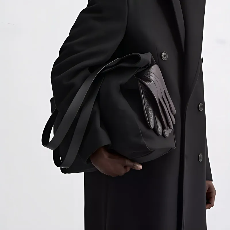 ZARA Cotton Tote Bag, Shopping Bag, Handbag Regular Men's Black-4