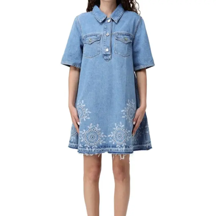 GANNI Embroidered Denim Dress-2