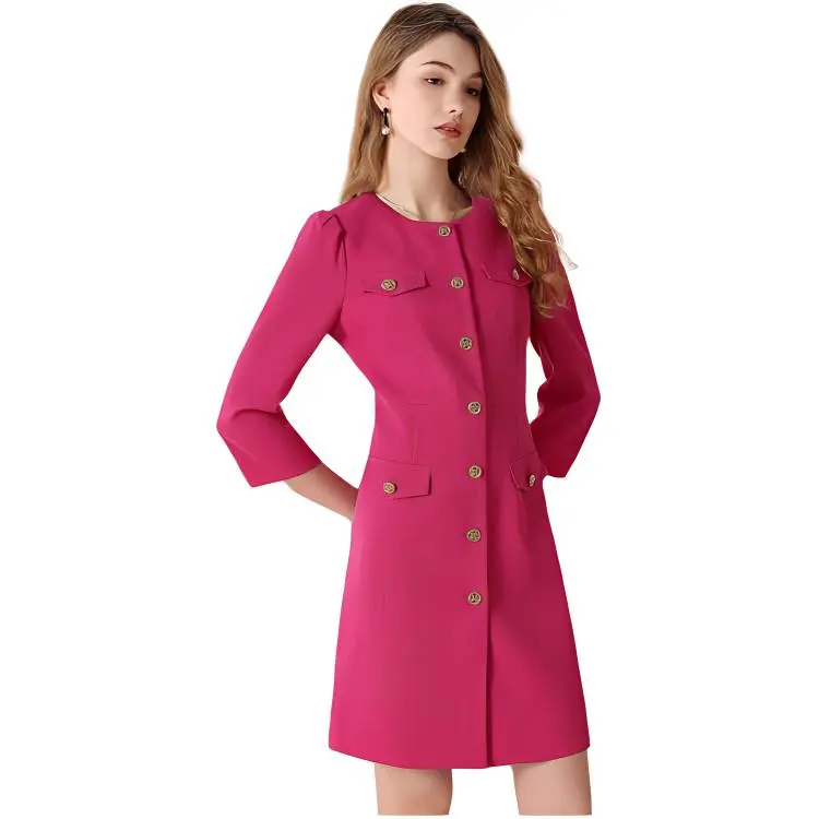 FENHONGMALI Long-Sleeved Dresses Women's Dragon Fruit Red-3