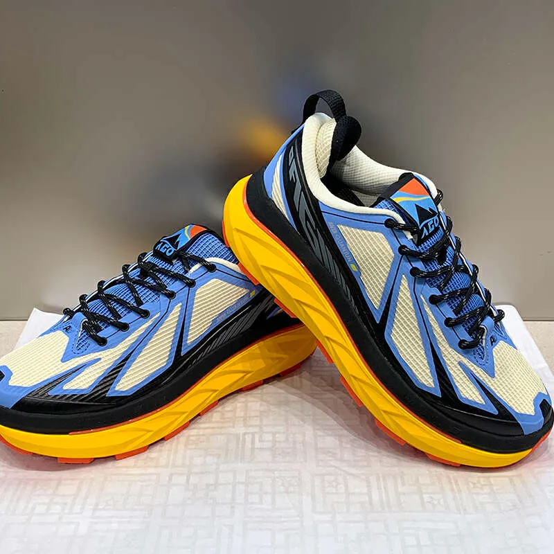 Anta Cushioning Wear Resistant Low Top Running Shoes Men's Blue Black Yellow-3