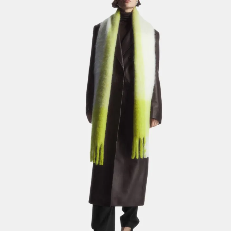 COS Mohair Wool Polyamide Knit Scarves Unisex Green-1