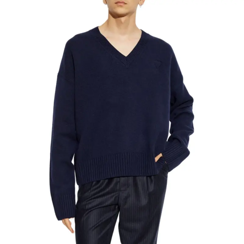 AMIPARIS Paris Ami De Coeur V Neck Knitted Jumper-1