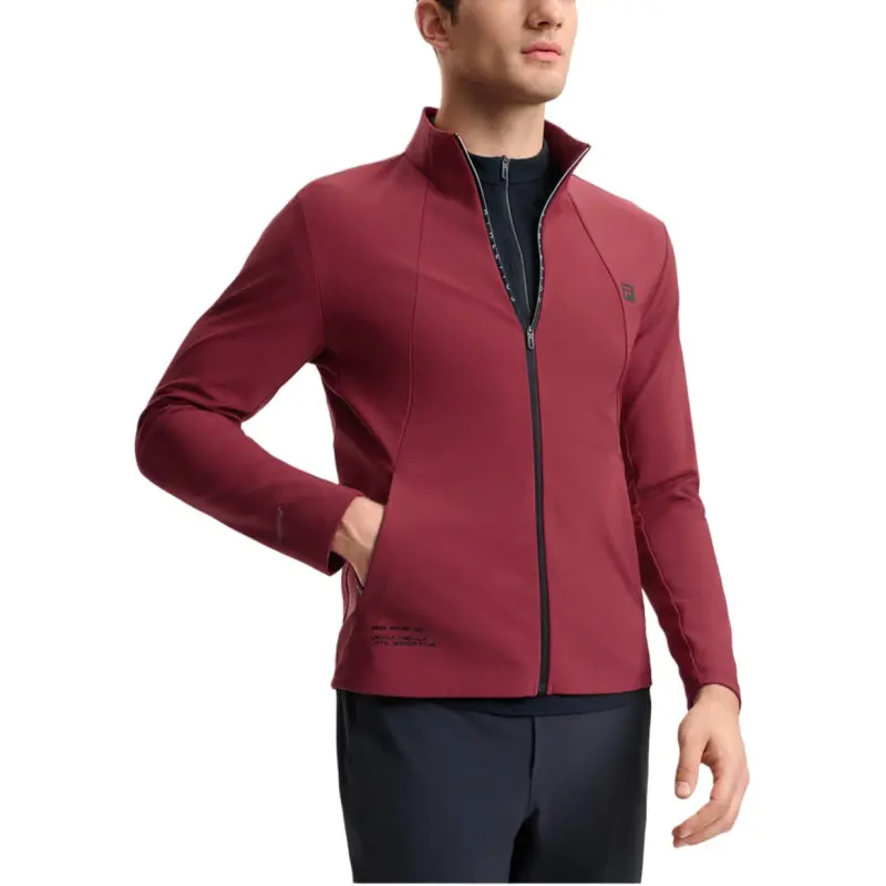 FILA Knitted Fabric Long Sleeved Coat Men's Rusty Red-5