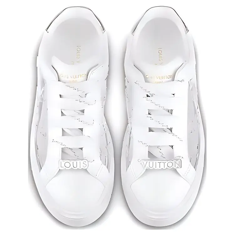 LOUIS VUITTON Time Out Low Top Stylish Skateboarding Shoes Women's White Blue-4