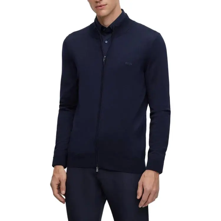 HUGO BOSS Logo Embroidered Zipped Knit Cardigan-2