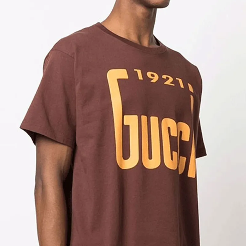 GUCCI T-Shirts Men Brown-4