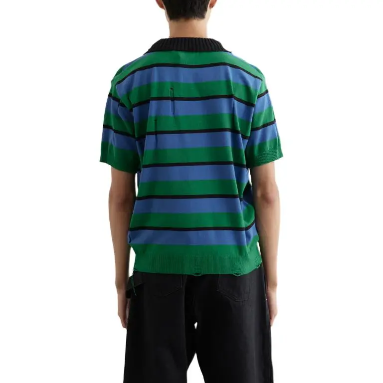 ANDERSSON BELL Damaged Striped Polo Shirt-1