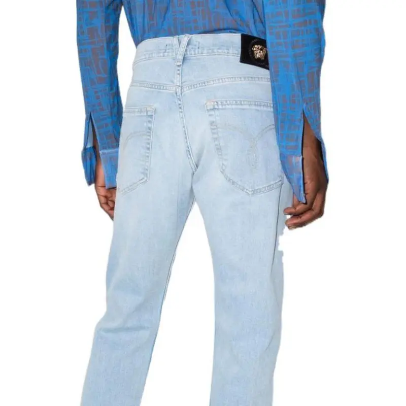 VERSACE Logo Patch Low Waist Jeans-1