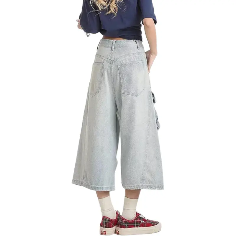 NHZN Denim Shorts Women's Light Blue-4