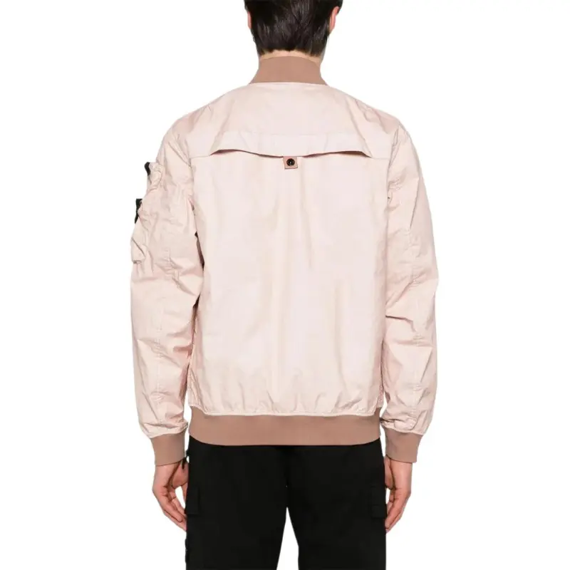 STONE ISLAND Logo Patch Zip Up Bomber Jacket-3