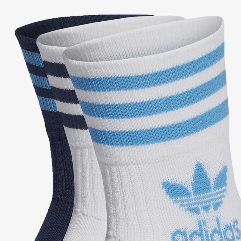 Adidas Originals Mid Calf Socks Unisex 3 Pack White/Blue-3
