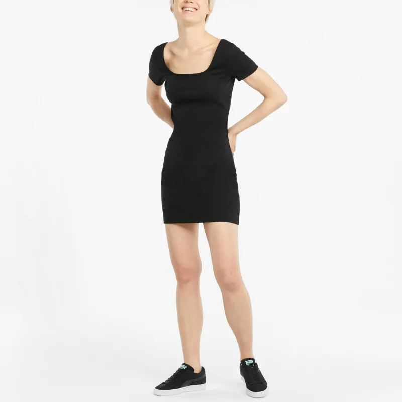 PUMA Short Sleeved Dresses Women's Black-2