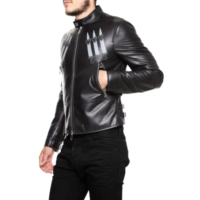 Valentino Leather Jacket Men's Black-2