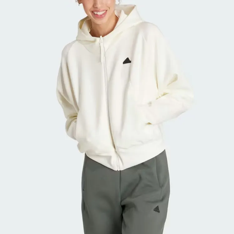 Adidas Z.N.E. Z.N.E. Full-Zip Hoodie Sweatshirt Women's Ecru-1