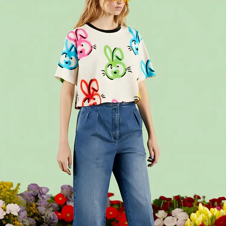 GUCCI Lunar New Year Graffiti print Cropped T shirt-4