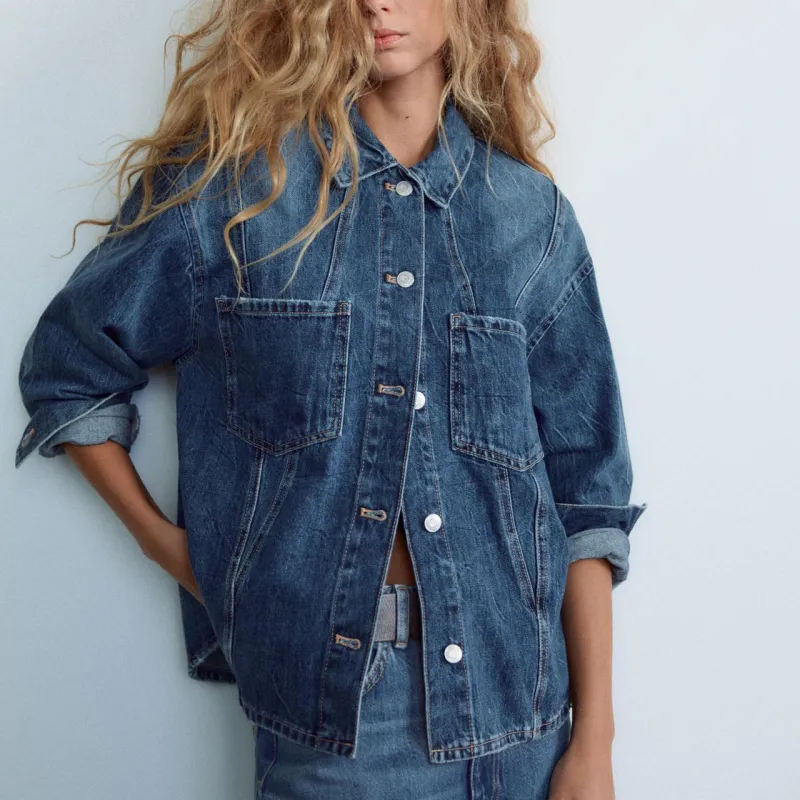 ZARA Trf Denim Jacket Women's Blue-2