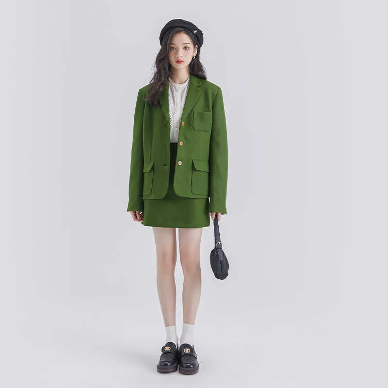 DEAR DEER PUFF Business Suit Women's Green-3