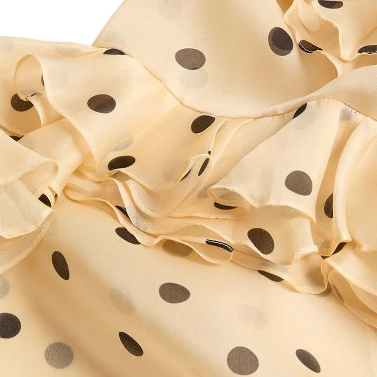 Valentino Polka Dot Printed V Neck Ruffled Dress-11