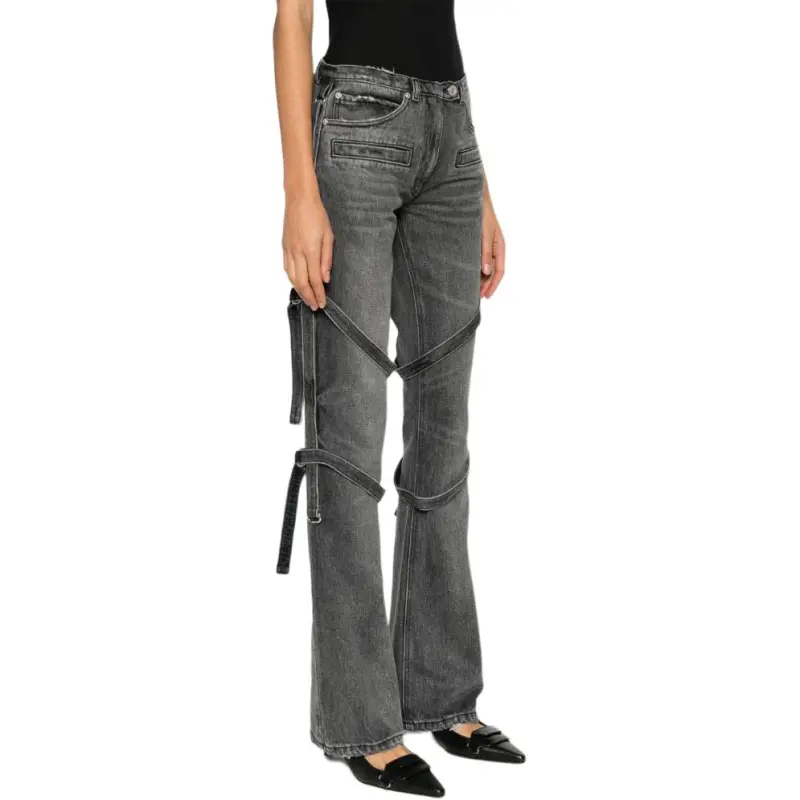COURREGES Multi strap Flared Jeans-3