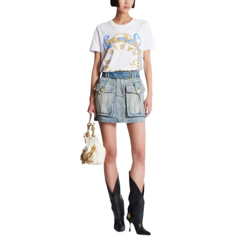 BALMAIN Chain print Cotton T shirt-2
