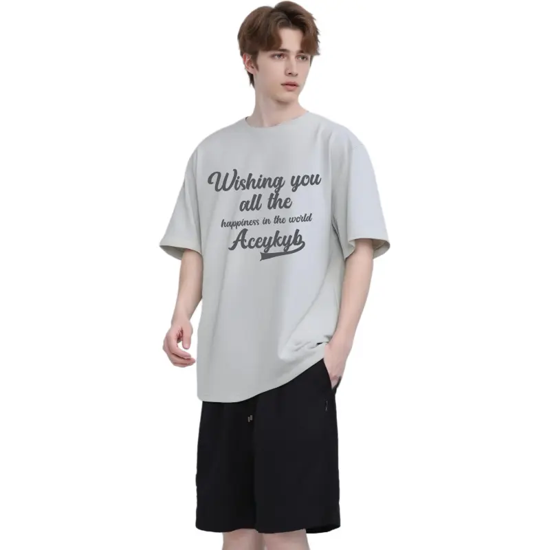 YK&YB T Shirts Unisex White Gray-2