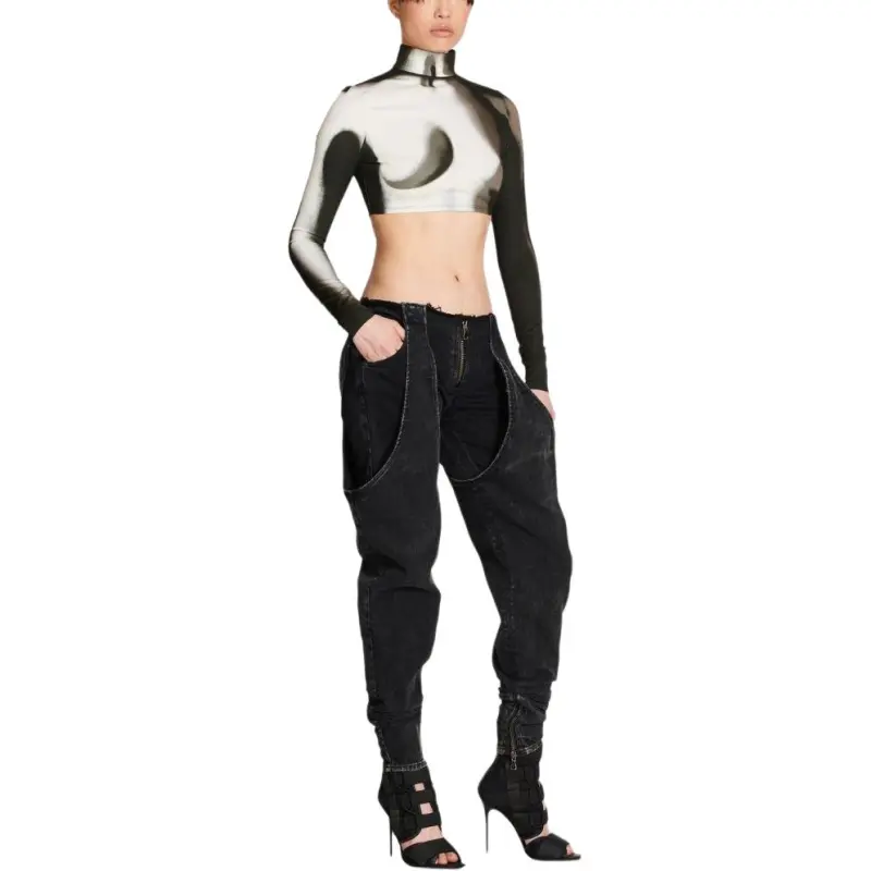 BALMAIN Spray Paint Effect Cropped Top-4