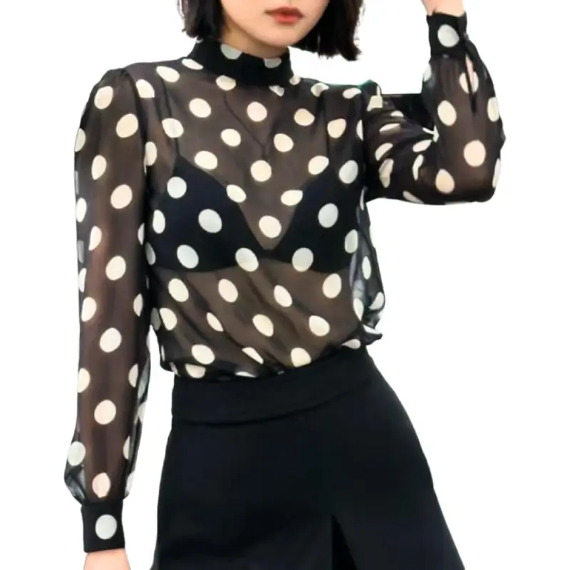 CELINE Blouse With Overturned Collar In Silk Georgette-2