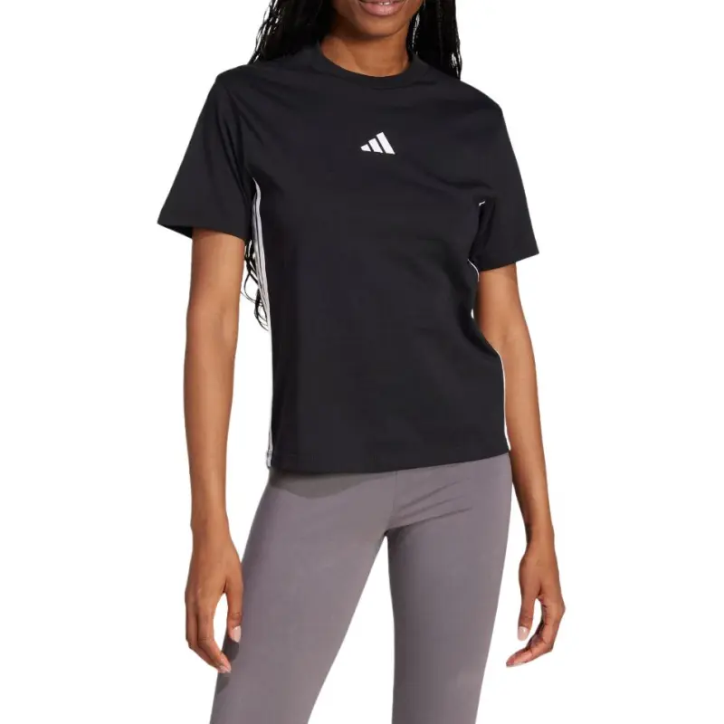 Adidas Women's Essentials 3 Stripes Cotton T Shirt Black/White-1