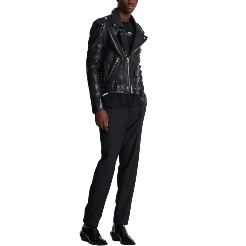 BALMAIN Leather Biker Jacket-5