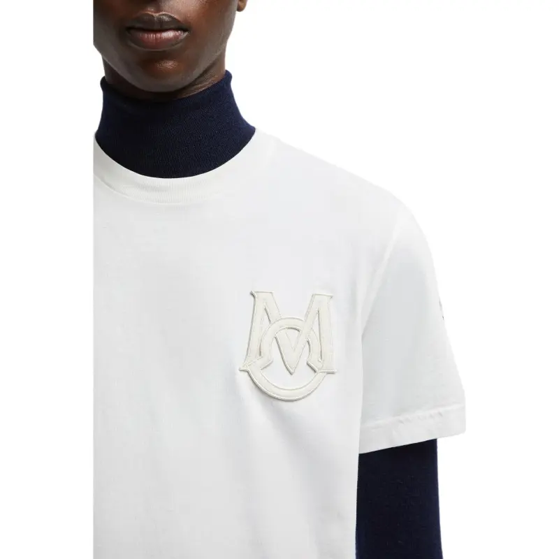 Moncler Logo Embroidered Crewneck T Shirt-5
