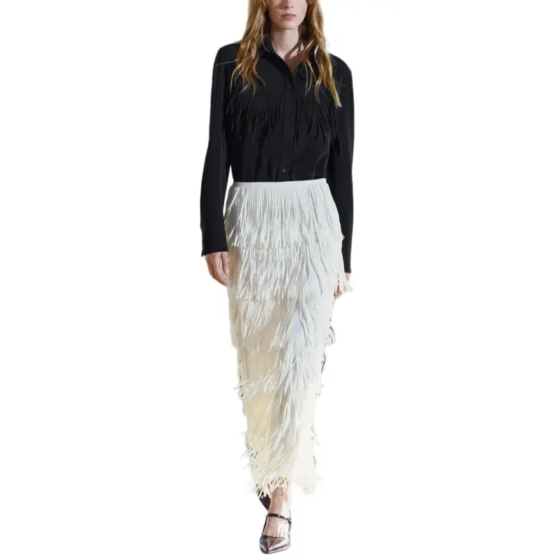 ZARA ZW Series Casual Long Skirts Women's Natural Color-3