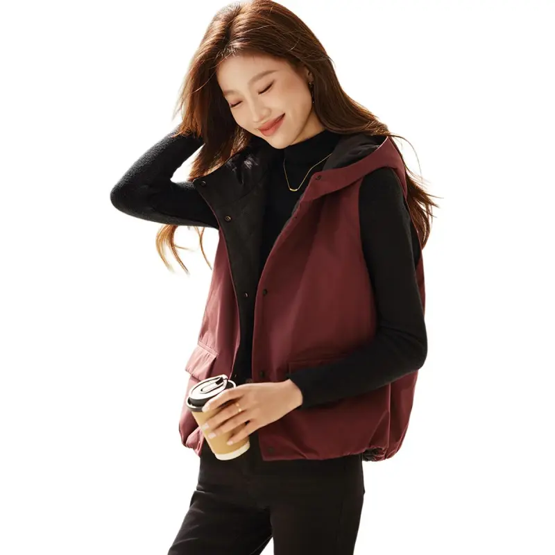 Still Quiet Vest Women's Burgundy-2