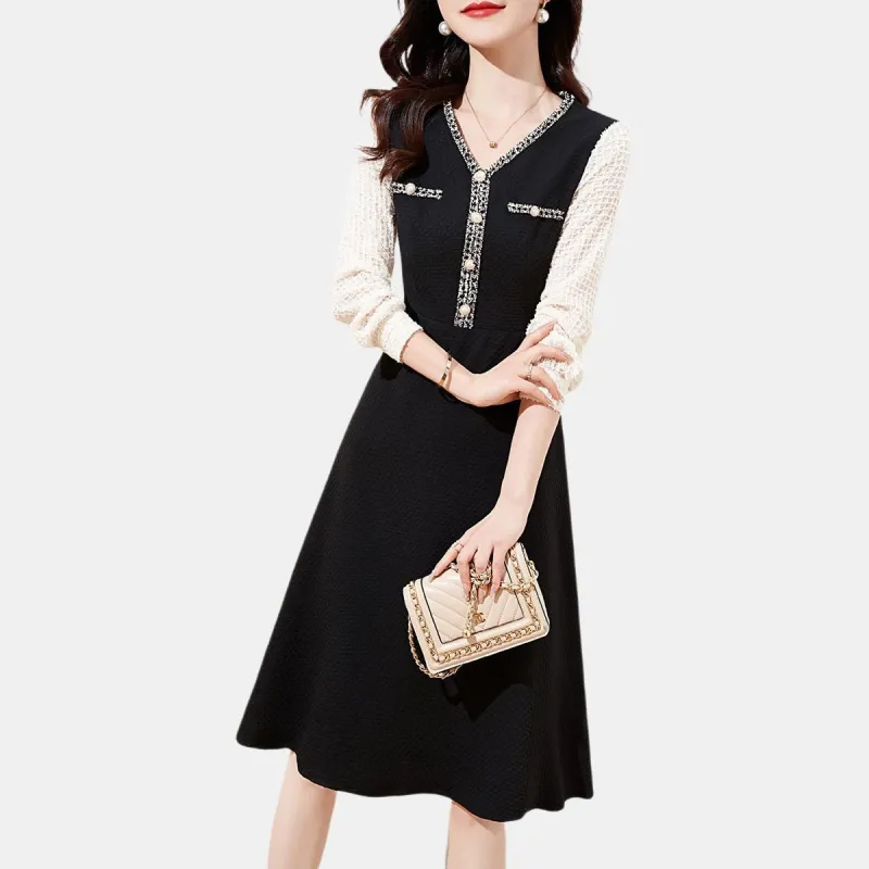 Mo Han Yi Mei Long Sleeved Dress Women's Black-1