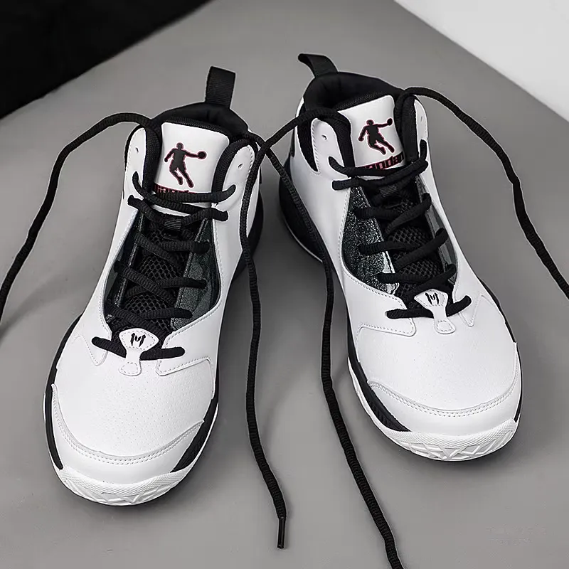 QIAODAN Cushioning Wear Resistant High Top Basketball Shoes Men's White-4