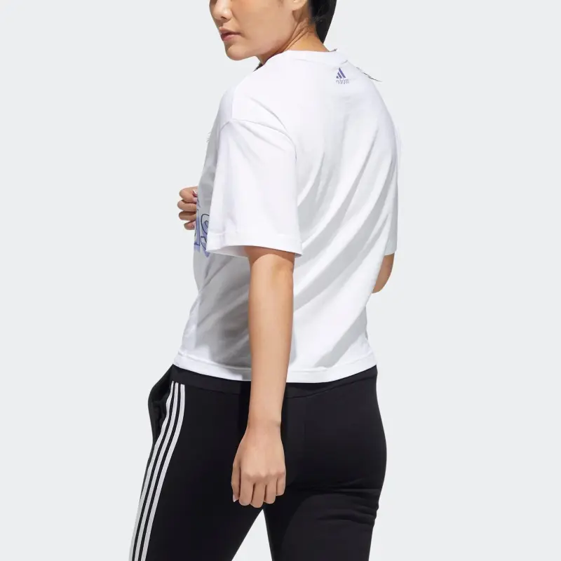 Adidas Set in Sleeve T Shirt Women's White-3