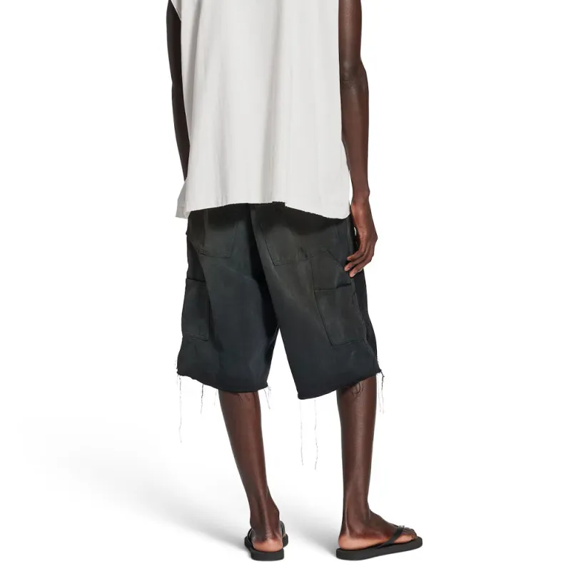Balenciaga Denim Shorts Loose Fit Men's Black-3