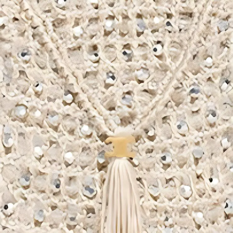 CELINE Crocheted Silk Shoulder Bag, Crossbody Bag Mini Women's Gray White-4