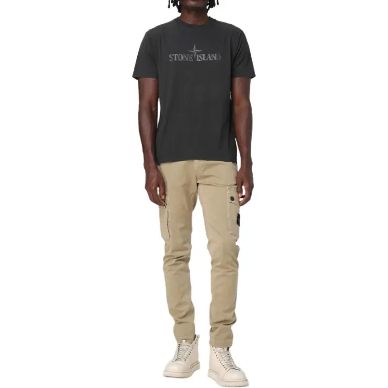 STONE ISLAND Logo Patch Tapered Leg Pants-2