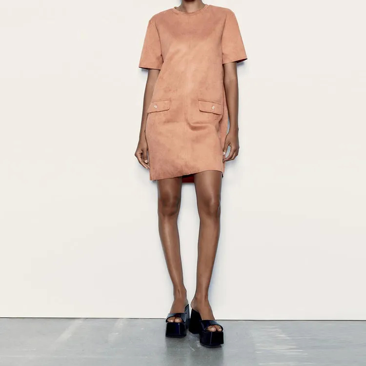 ZARA Short-Sleeved Dresses Women's Deep Pink-1