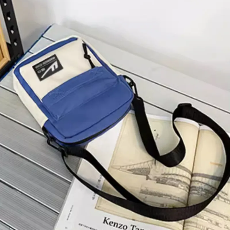 Warrior Nylon Cell Phone Pouch Shoulder Bag Crossbody Bag Mini Unisex Black White/Blue White-2