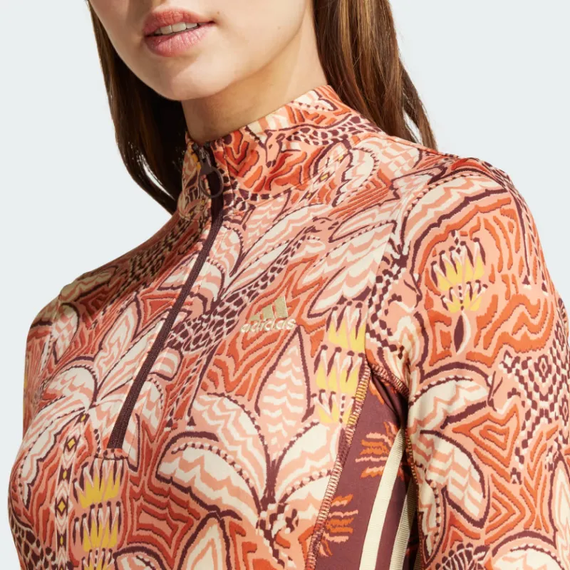 Adidas FARM Rio Long-Sleeved Dresses Women's Leisure Yellow/Hazy Copper/Dynamic Gold-4