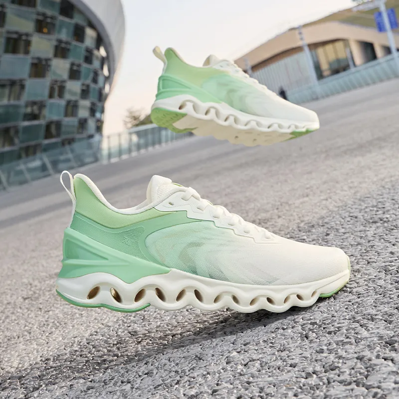 361° Cushioned Anti Slip And Wear Resistant Lightweight Low Top Running Shoes Men's White Green-9