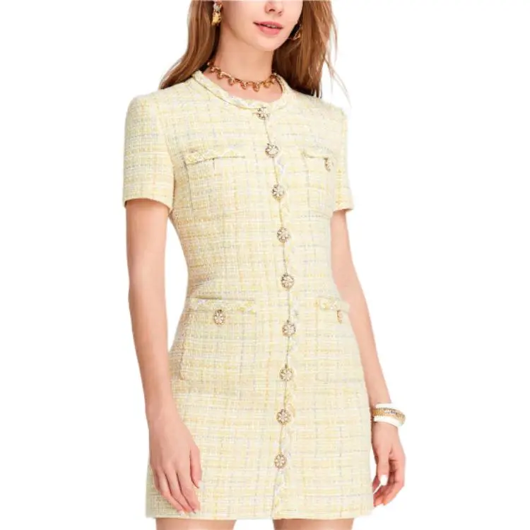 Bebe Short Sleeved Dress Women's Yellow-4